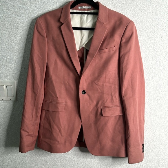 Zara dusty rose wedding pantsuit size 40 blazer 32 pant - Picture 7 of 16